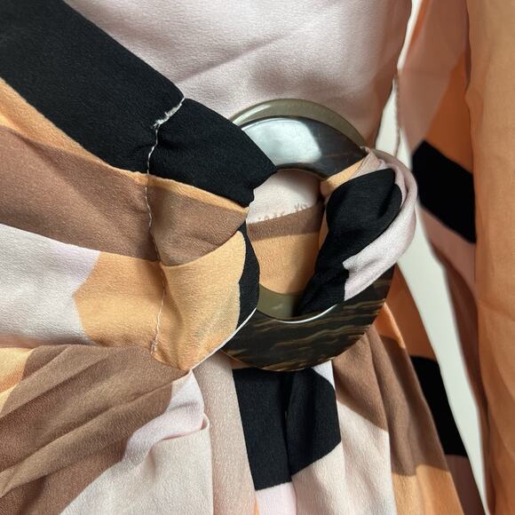 Anthropologie Hutch New Geo Wrap Mini Dress XS Petite Long Puff Sleeves V Neck - Picture 5 of 14